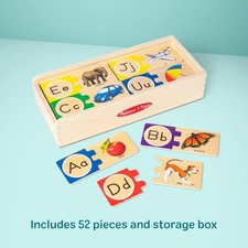 Melissa  Doug Self-Correcting Alphabet Wooden Puzzles With Storage Box 52 pcs 
