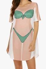 Ekouaer Women's Bikini Shirt Cover Up Short Sleeve Cute Bikini Print Cover-Up...