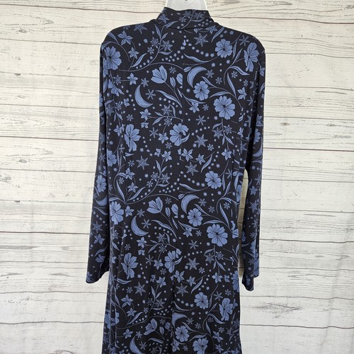Robe maxi femme Ann Taylor LOFT taille XL bleu à fleurs manches longues coton modal - Photo 4/6