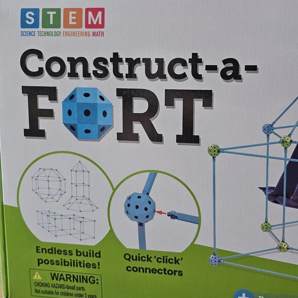 Construct-a-Fort Tent Buildable Childrens Playset 85 Pieces STEM Play Castle New - Image 2 of 4