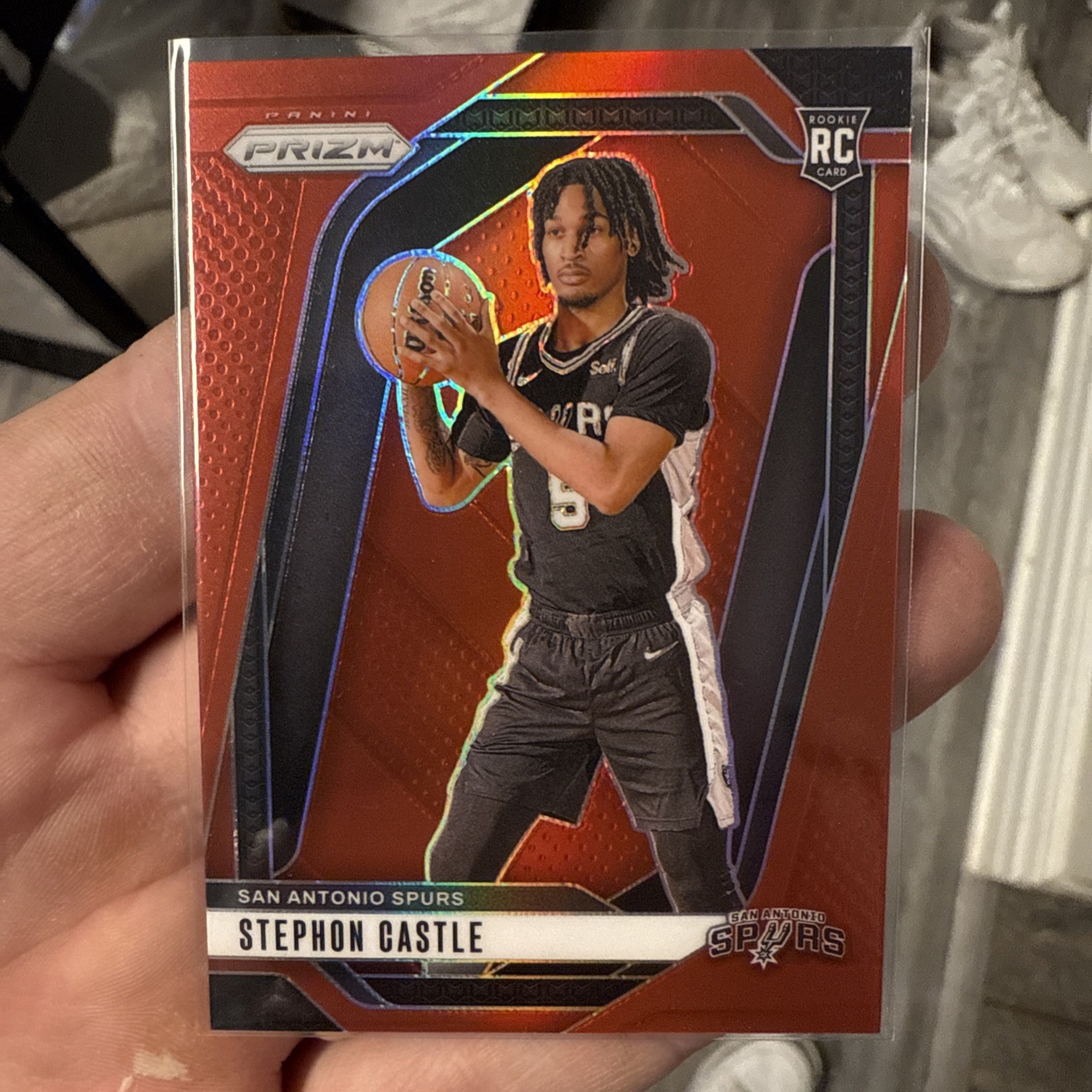 Stephon Castle 2024-25 Panini Prizm Prizms Red - #234 /299 RC San Antonio Spurs