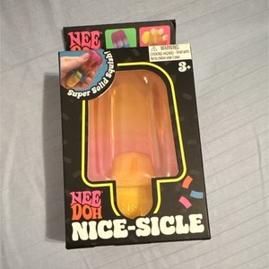 Nee Doh Nice-Sicle Super Solid Squish Squeeze Toy, Orange/Pink/Yellow, 3+