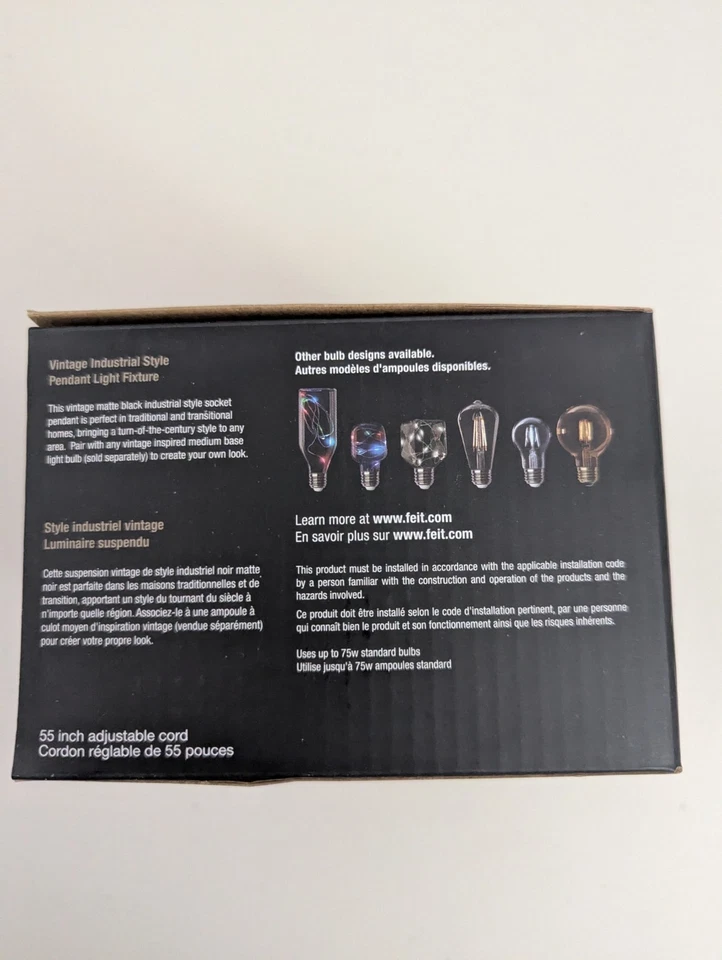 Lámpara colgante Feit Electric 60W Industrial 1 enchufe de luz Foto 4 de 4