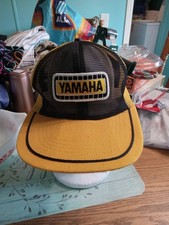 Vintage 80s Yamaha Racing Team Yamaha Spell Out Trucker Hat Snapback Yellow