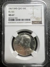1967 QDO 50C FS-101 MS67 NGC Kennedy Half Dollar Quadrupled Obv Die Variety