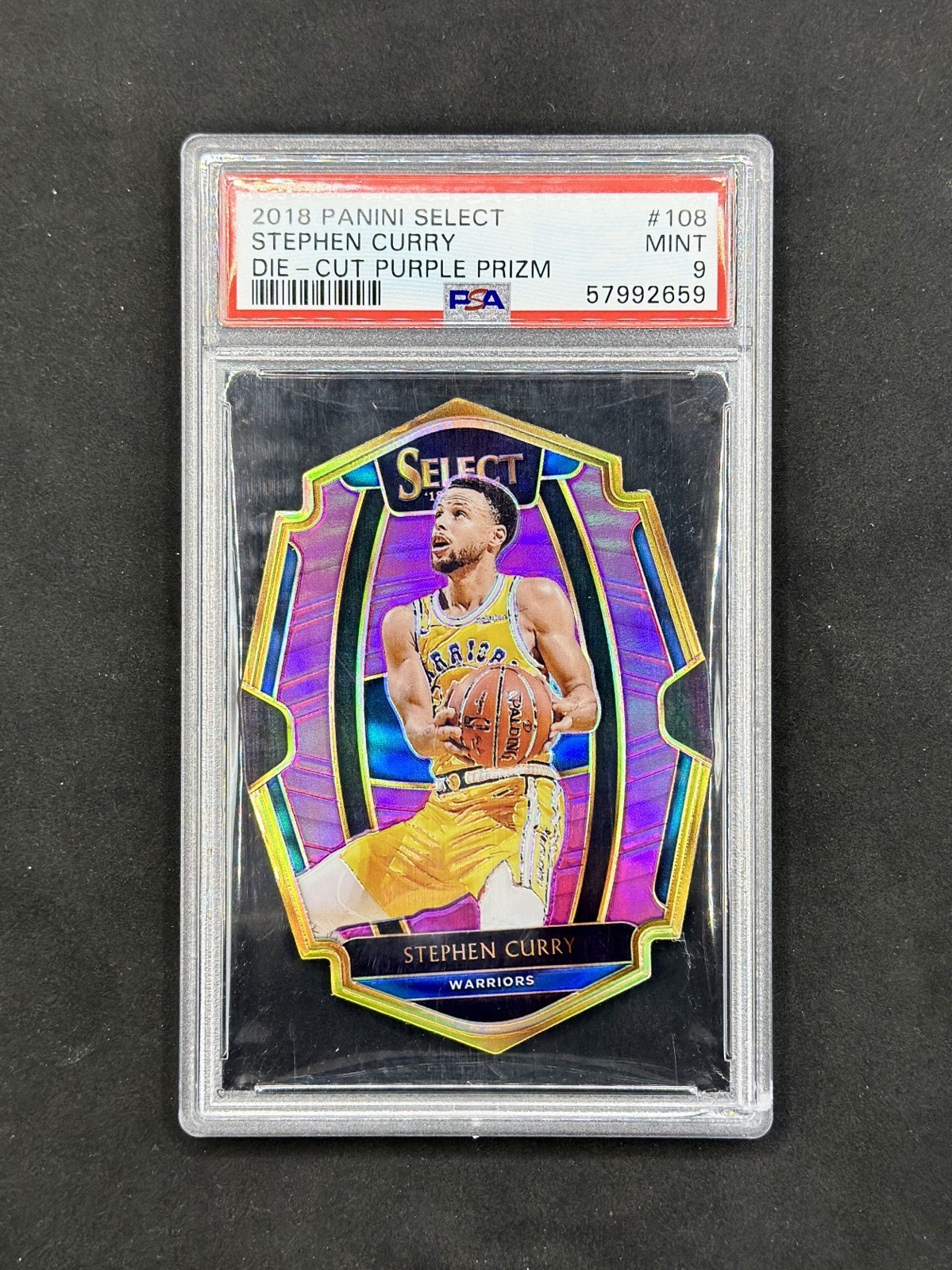 2018-19 Panini Select - Stephen Curry Purple Die-Cut /99 PSA 9 #108 READ