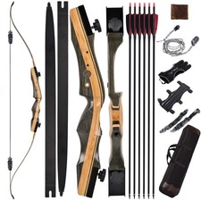 Archery Wooden Bow and Arrow Set for Adults, Fast Installation 62'' Hunting B...