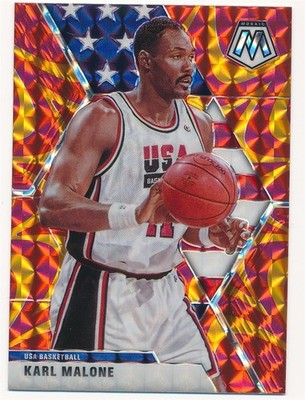 KARL MALONE 2019-20 PANINI MOSAIC ORANGE REACTIVE PRIZM #257 USA BASKETBALL