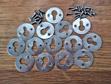 14 Round Metal Keyhole Hanger Fasteners for Picture Frames Cabinet 23mm + screws