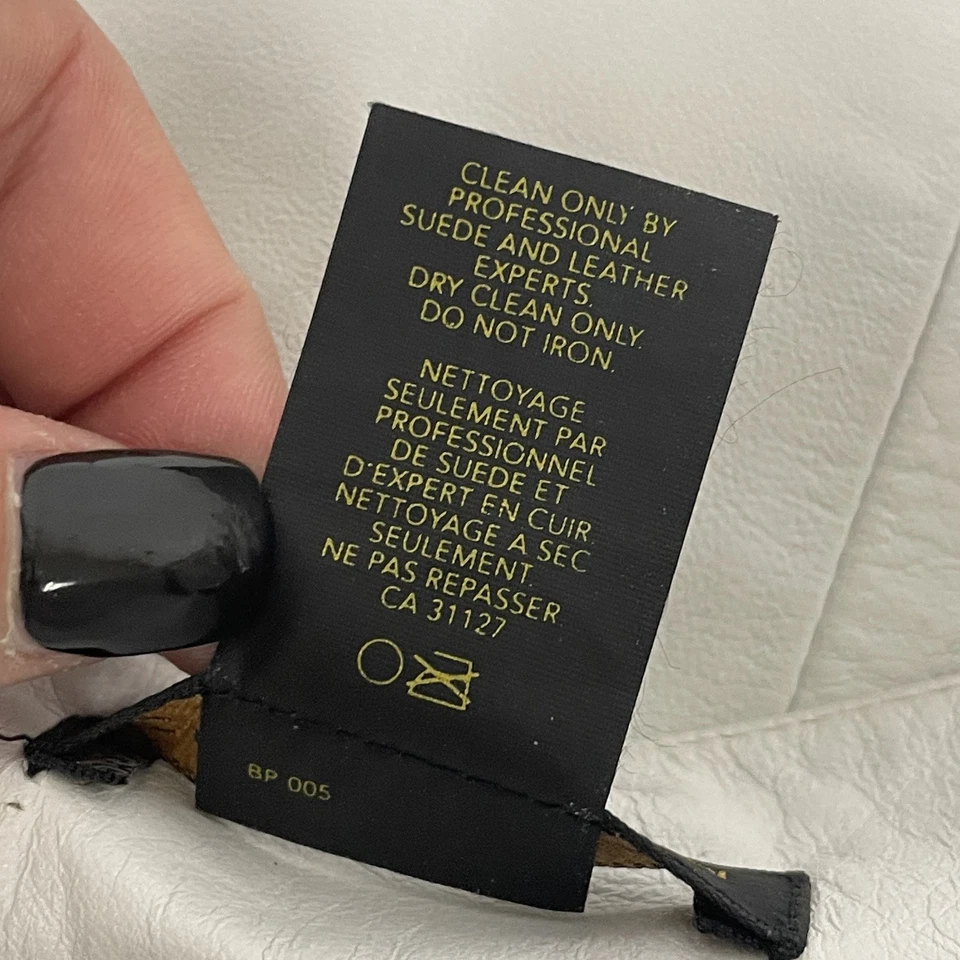 Falda de cuero vintage Donna Karan Signature para mujer L recta piel de cordero blanca 30" Foto 4 de 4