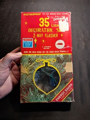 Vintage GLEAM-LITES Christmas 35 Light 2 Way Flasher And Box