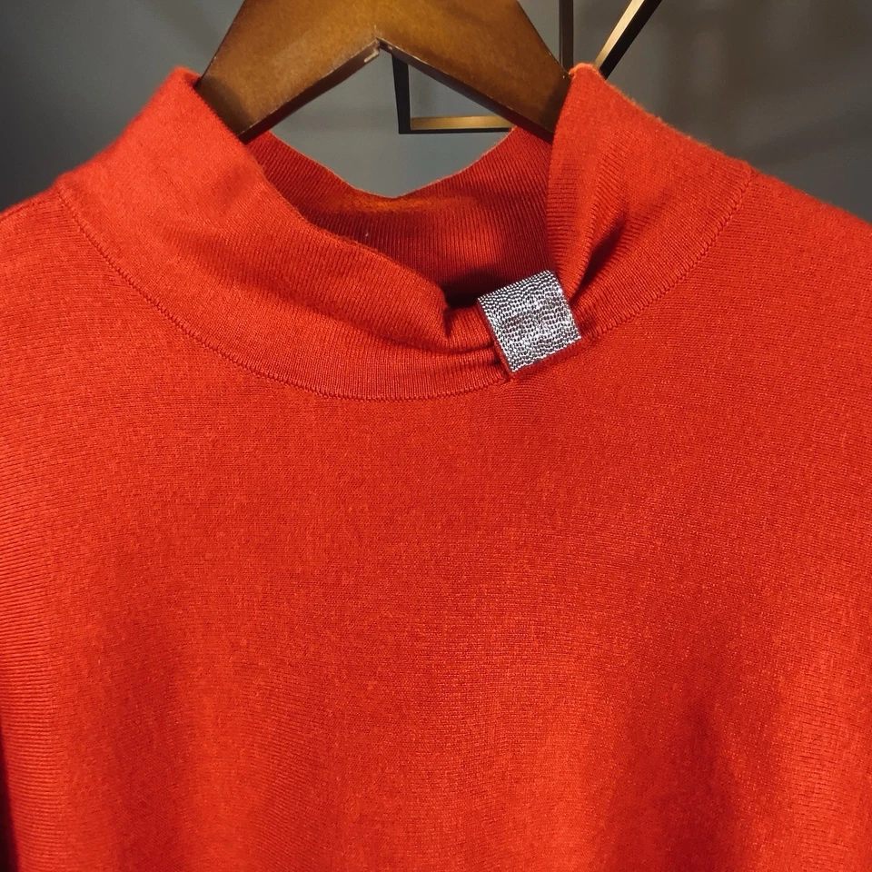 Suéter Chico’s Cashmere Rayón Estrás Cuello Simulado Grande Rojo Evento Vacaciones Foto 4 de 4