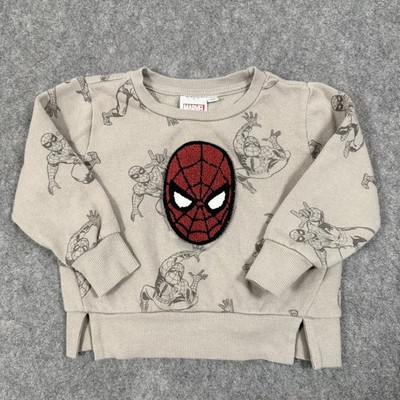 Marvel Spiderman Cozy Long Sleeve Pullover Sweater Toddler/Kid's Size 18M Beige