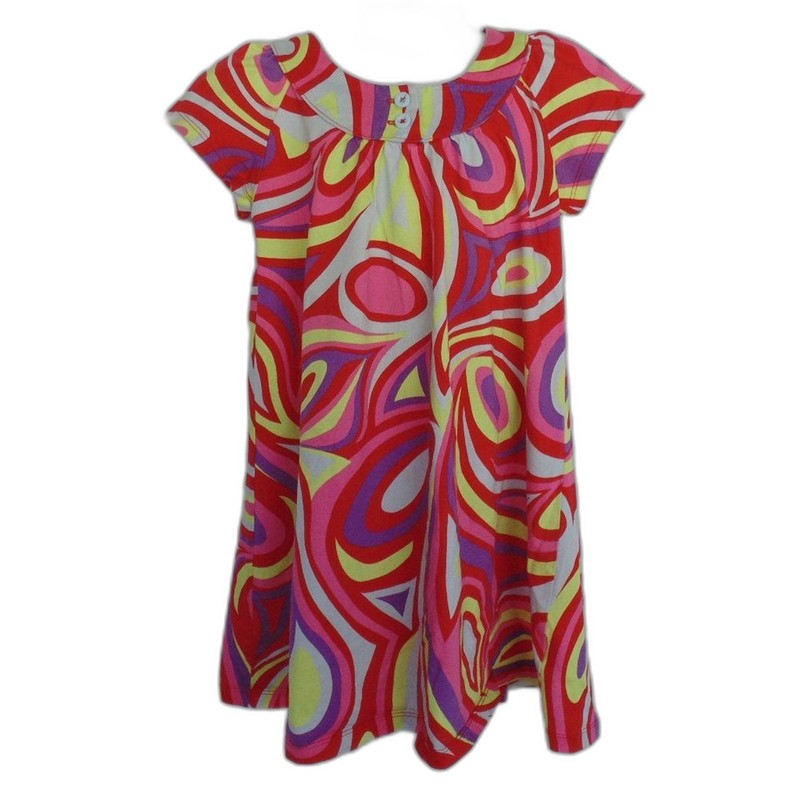 HANNA ANDERSSON Dress, 120/6x-7, Colorful Psychedelic Print, Shift, Short slvs