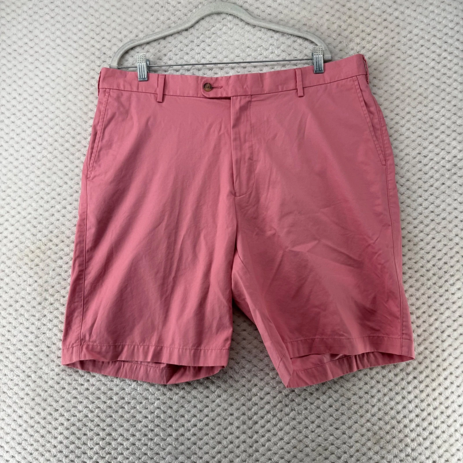 Peter Millar Shorts Flat Front Golf Casual Pink Coral Chino Shorts Size 38