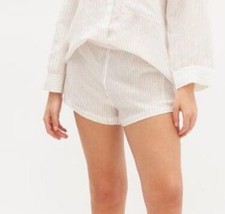 Lunya Women's Resort Striped Linen Sleep Short, White/Pink, Medium