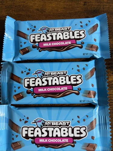 Mr Beast Feastables Milk Chocolate NEW 1.24oz Each Candy Bar X 5 - Picture 3 of 10