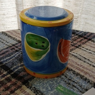 Mr Bits Ceramic ''Fruit Salad''pattern Kitchen Canister Jar made by Hausenware 