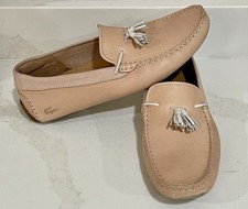 Mocasines con borla piloto Lacoste para hombre estilo conducción zapatos color tostado rubor talla 10