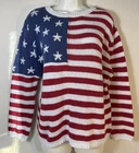 Grayson Threads Womens American Flag Pull Over Knit Sweater Size XL red blue top
