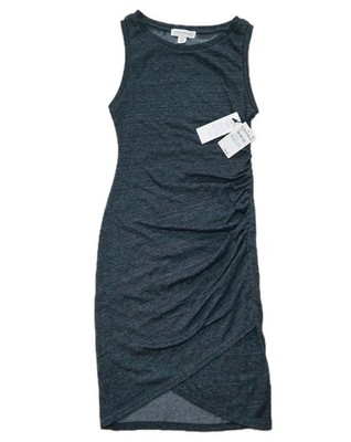 Women's Dress XXS Treasure & Bond Ruched Sleeveless Bodycon Charcoal Gray Comfy 
