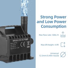 —Submersible 12V Water Pump Electric 500L/H Small Fountain Pump With Max 4.9ft