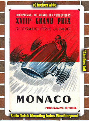 Metal Sign - 1960 Monaco Racing Program - 10x14 inches
