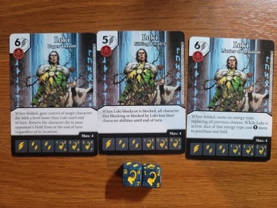 Marvel Dice Masters Loki From Defenders Team Pack 3 Cards 2 Dice