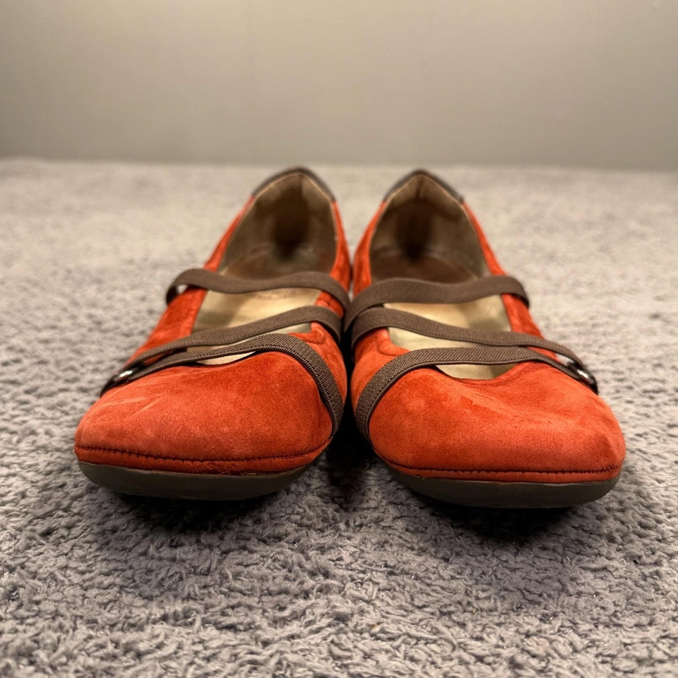 Zapatos Paladio Mujer 7 EE. UU. 38 Naranja Quemado Gamuza Mary Jane Pisos Cómodos Tirantes Foto 3 de 4