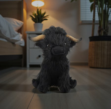 12  Highland Cow Plush Toy, Soft Black Stuffed Animal Doll Gift