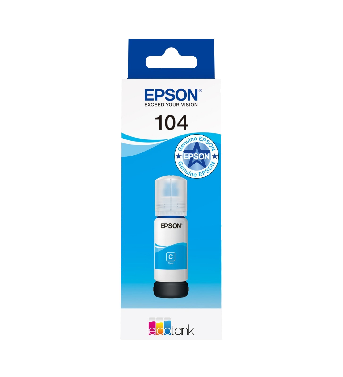 Epson Original 104 EcoTank Ink Bottle Genuine CYAN - DAMAGED BOX - Image 3