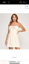 Ivory Strapless Bow Accent Short A-Line Women's Dress