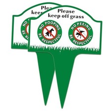 No Poop Dog Signs - 13.58"x9.64" Please Keep Off Grass Yard Sign with Stake