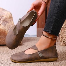 Women's Round Toe Penny Loafers Slip On Comfort Lightweight Retro Casual Shoes