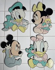 4pc Disney Nursery Decor Set Baby Mickey Minnie Donald Daisy Wall Hangs Vintage