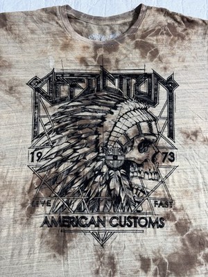 Vintage Affliction Y2K T-Shirt Men s 3XL Native American Skull Chief Crewneck