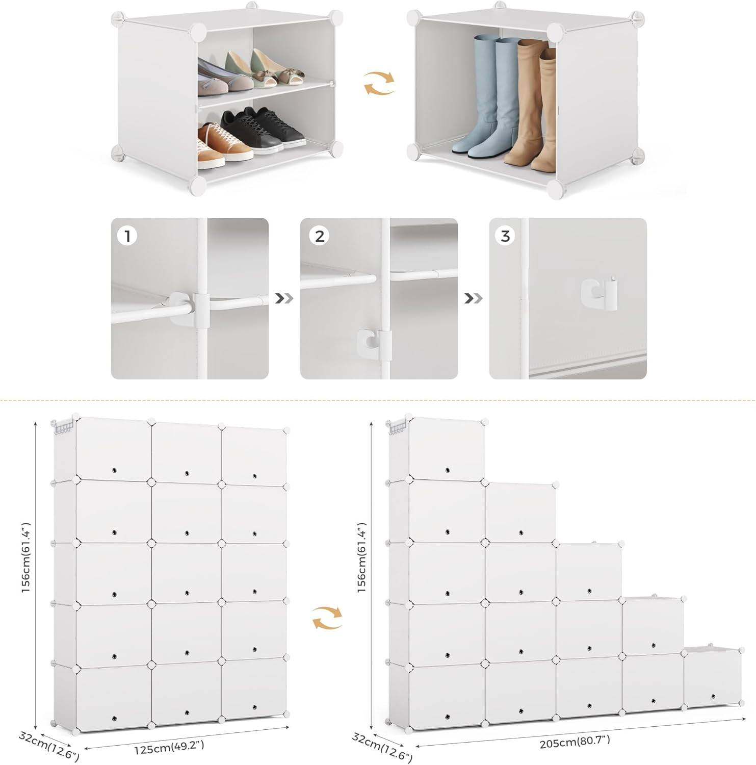 Scarpiera 10 Livelli Design Slim Plastica Bianca per Case Chic - 3