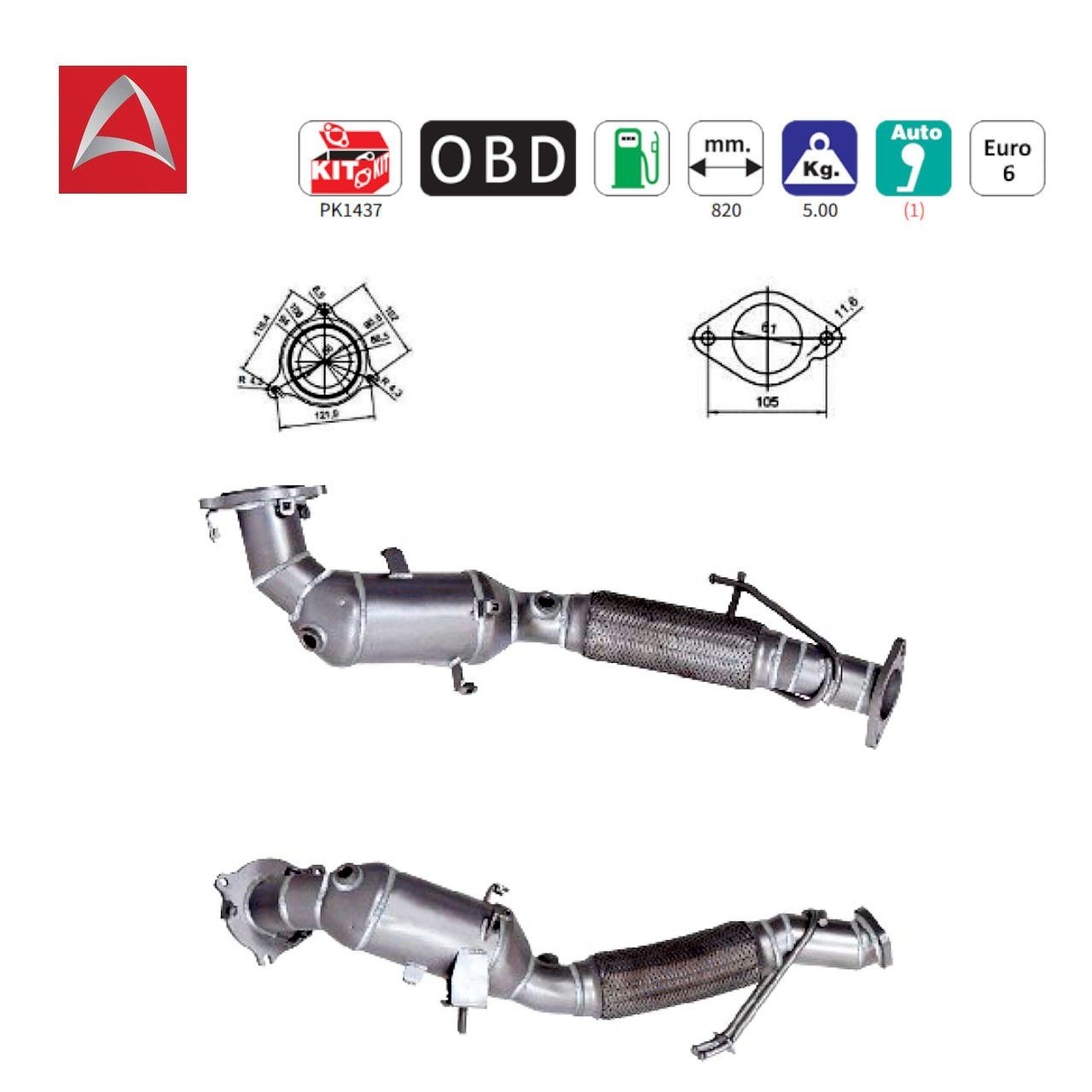 Catalizador para FORD Kuga II 1.5 EcoBoost 1.6 EcoBoost - (Cambio Automático)