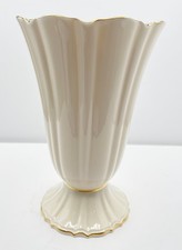 Vintage Lenox Symphony Porcelain Flared Vase - 8" Ivory Gold Trim - Made in USA