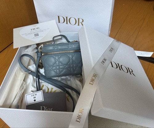 Christian Dior Micro Vanity 2Way Shoulder Bag Blue Excellent From Japan