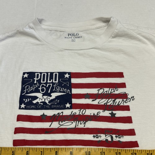 Boys Polo Ralph Lauren T-Shirt USA Flag Made to Inspire Patriotic 4th Of July L - Picture 3 of 6
