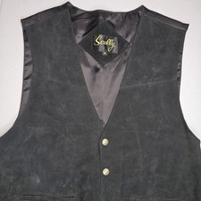 SCULLY Men's Medium Black Leather Front Vest Western Cowboy -1606
