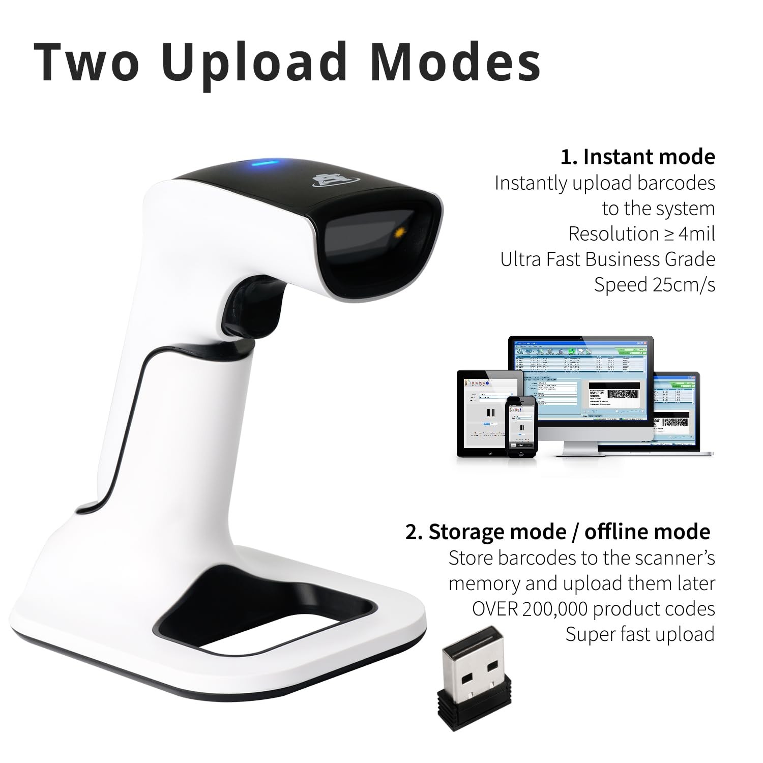 Scanner de Code à Barres Bluetooth 1D 2D Portable avec Alerte Vibration Noir - 4