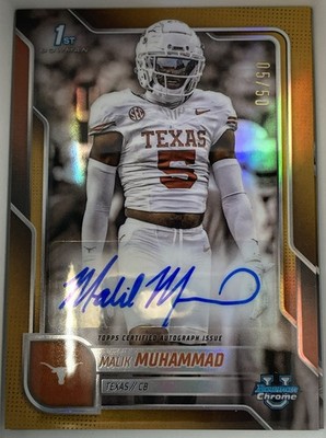 2025 Bowman University Chrome - Gold Prospect Autographs Malik Muhammad  /50