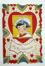 Carrington Co. Embossed Scalloped Valentine Card Little Sailor Storm Your Heart