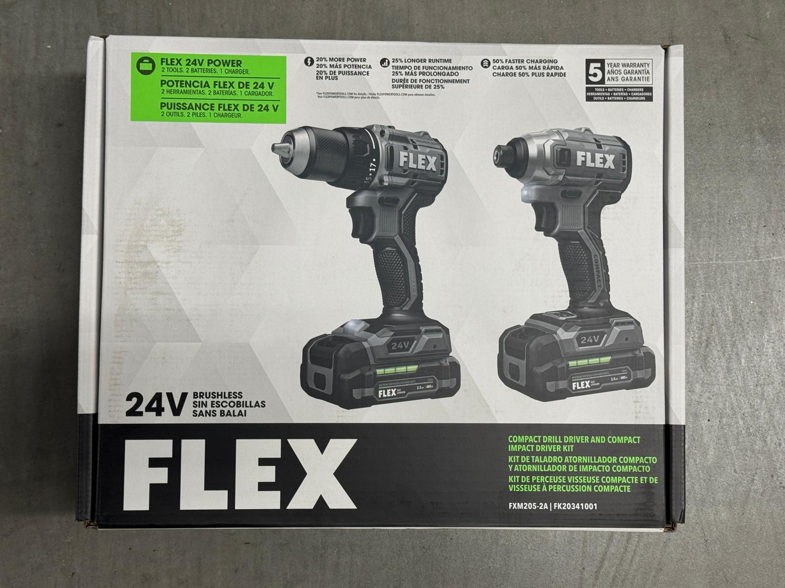Flex FXM205-2A 24V Compact Drill and Compact Impact Driver Kit - SHIPS FREE