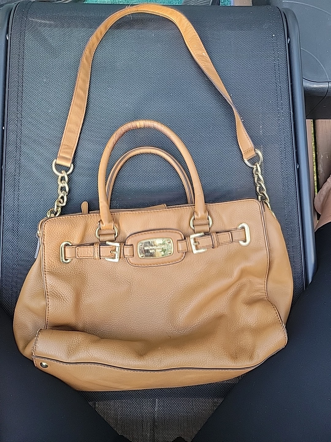 Michael Kors large brown leather handbag satchel purse