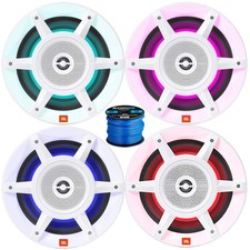 4x JBL 8" 500 Watt Marine 3-Way Convertible White Boat Audio Speakers w/16G Wire