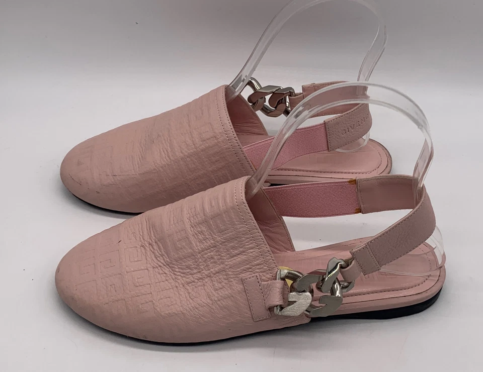 Mules Givenchy para mujer de cuero rosa con cadena G talla 36 EE. UU. 6 (muestra desgaste) Foto 3 de 4