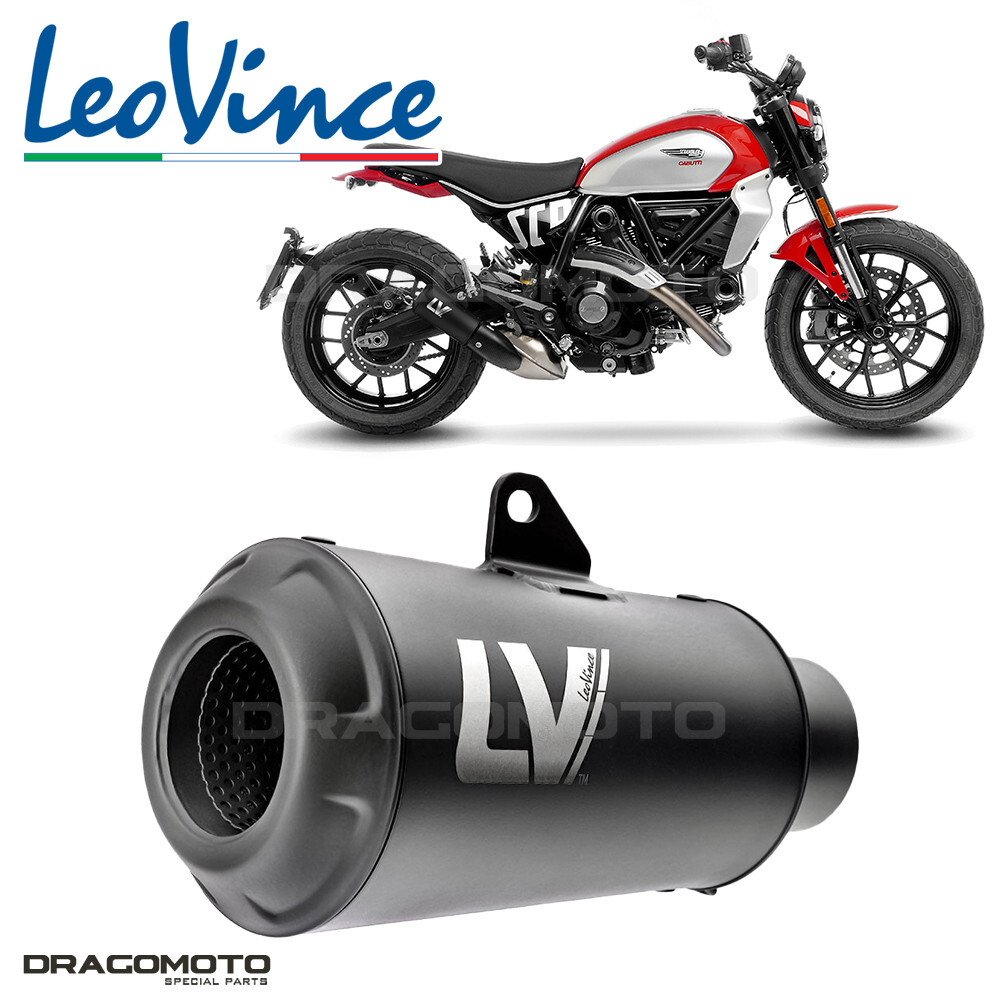Silencieux Leovince Noir en acier carbone pour moto Ducati Scrambler 803